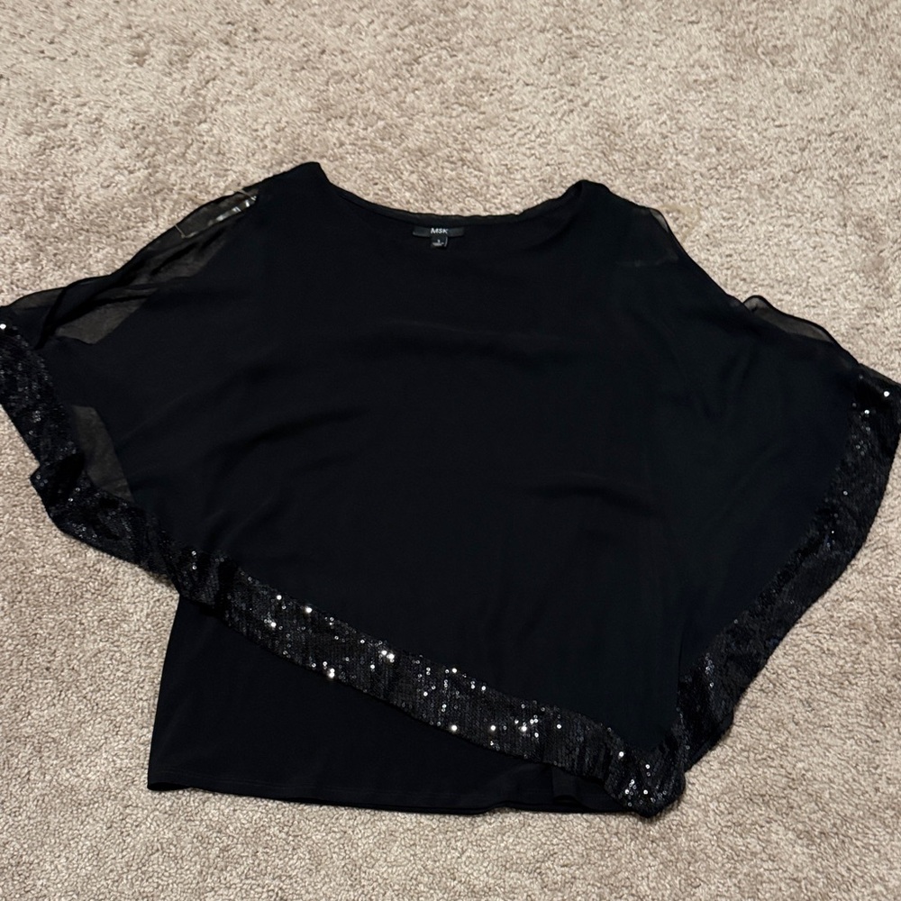 MSK Black Sequin Women's Blouse